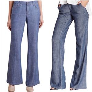 Anthropologie Level 99 chambray lightweight wide leg pants 27